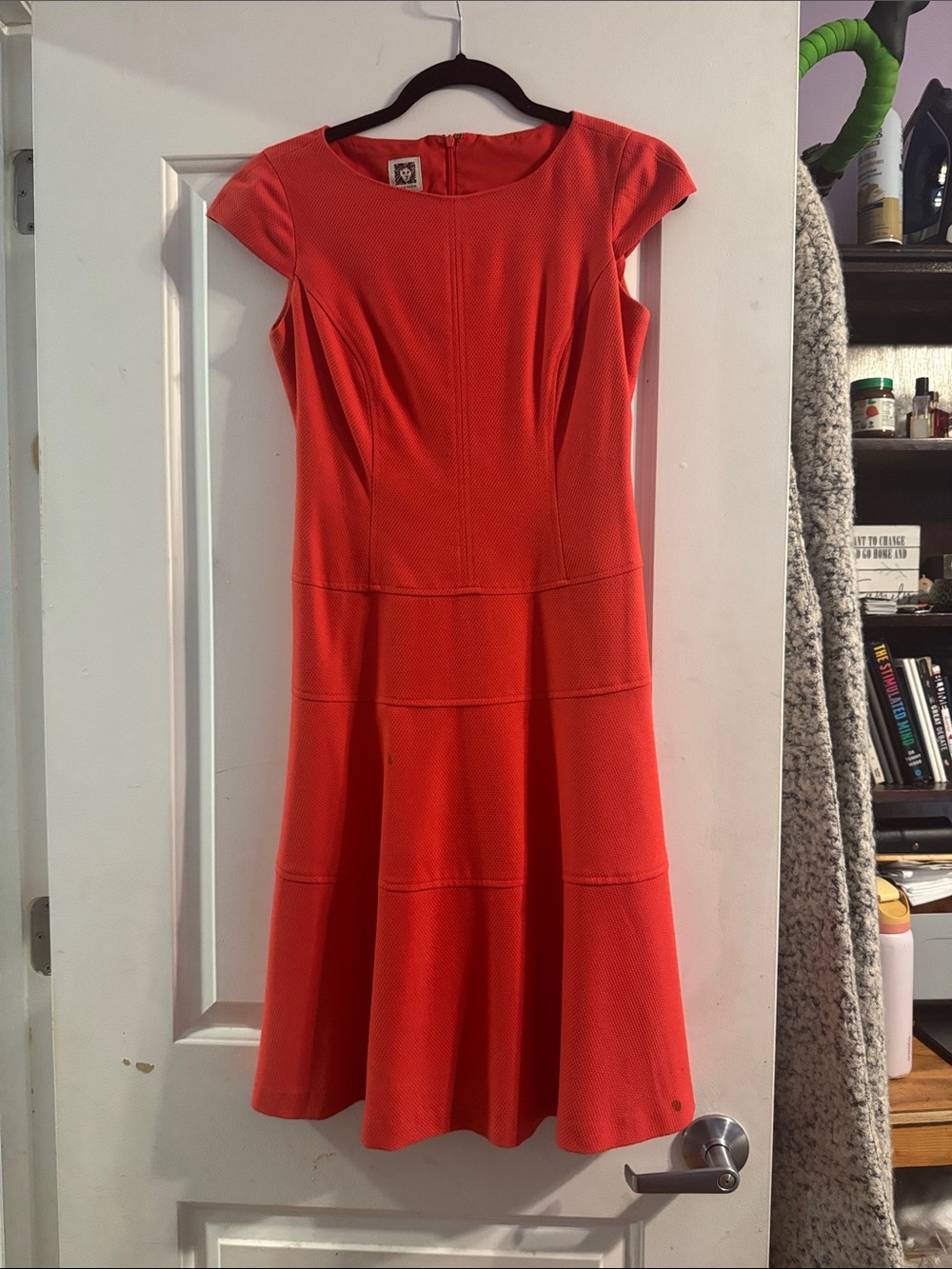 Anne Klein Coral Cap-Sleeve Fit & Flare Dress